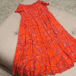 Free People Barclay Red/Orange Floral Dress